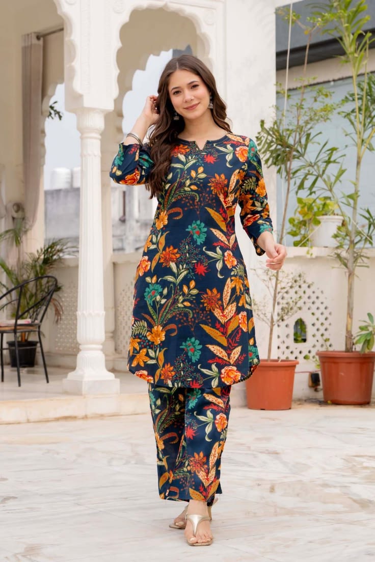 Navy Blue flora kurtis