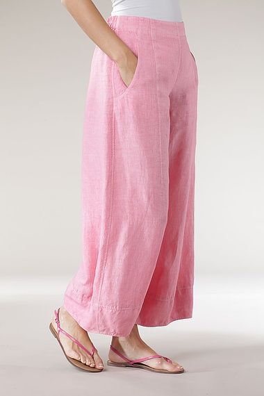 Pink 100% Linen Trousers