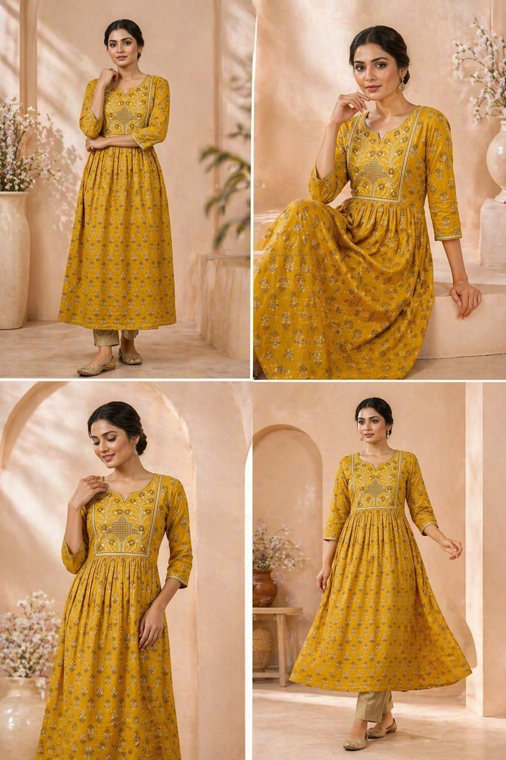 Yellow Anarkali Kurti