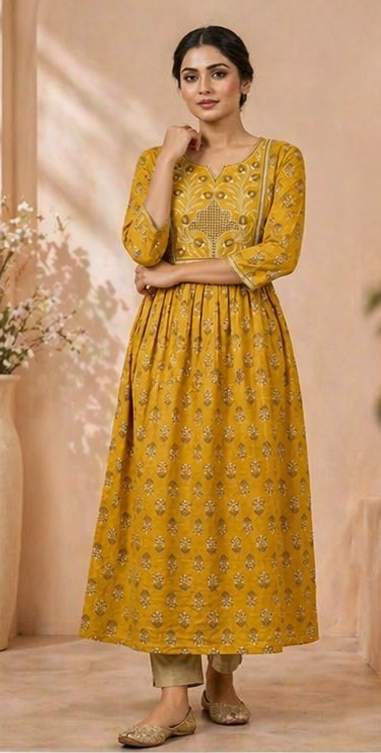 Yellow Anarkali Kurti