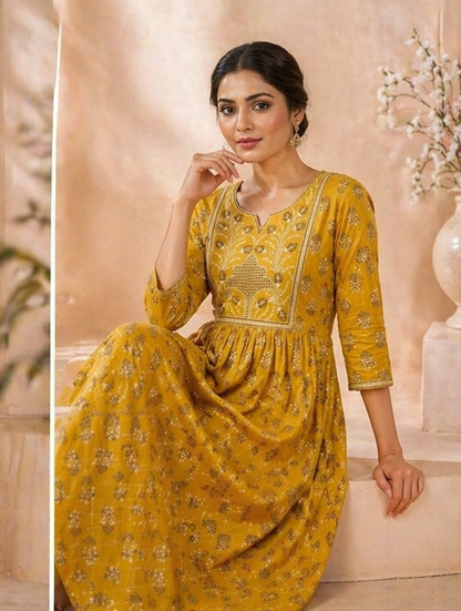 Yellow Anarkali Kurti