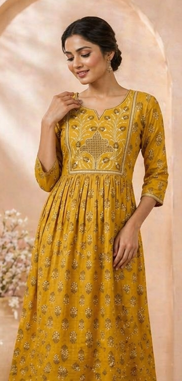 Yellow Anarkali Kurti