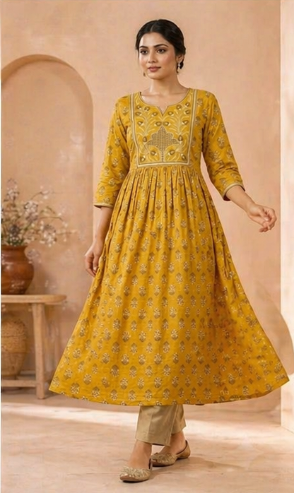 Yellow Anarkali Kurti
