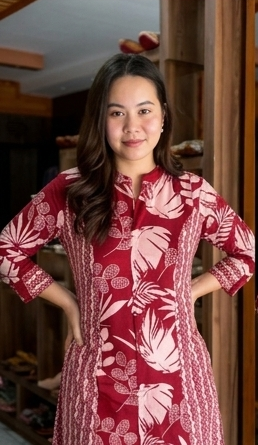 Maroon Floral Printed A-Line Cotton Kurti