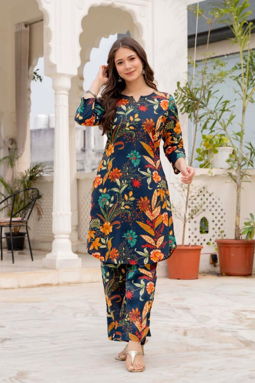 Navy Blue flora kurtis